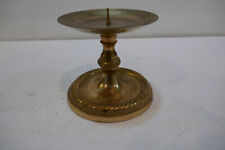 Vintage  Small Solid Brass Pillar Candle Holder With Spike 3-3/4” Tall picture