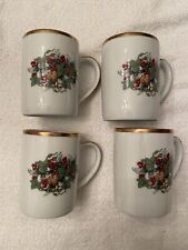 Vintage 1993 NWOT Lot of 4 ROYAL GALLERY Holly & the Ivy Mugs Gold Trim picture