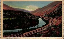 1930s TRUCKEE RIVER CALIFORNIA RAILROAD TRACKS MOUNTAINS STREAM POSTCARD 38-199 picture