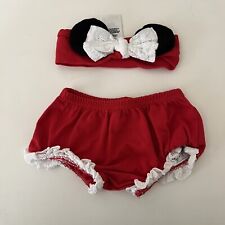Disney Parks Minnie Mouse Red Bloomers and Headband Set Baby Size Newborn picture