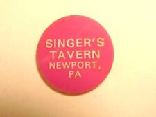 older plastic token for a draft beer: Singer's Tavern, Newport, PA picture