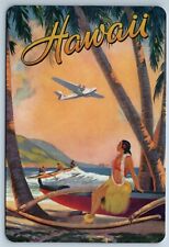 Postcard Hawaiian Fantasy Woman Sitting On Outrigger 2010s 4X6 Chrome IAC picture
