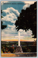 Fayetteville AR-Arkansas, Mt Sequoyah Cross, Antique Vintage Postcard picture