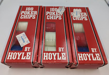 300 Vintage Hoyle Poker Chips Red White Blue Plastic Interlocking 3 Boxes of 100 picture