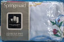 VINTAGE SPRINGMAID JAY YANG RIBBON BOUQUET  DOUBLE FLAT SHEET NOS NEW picture