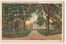 Postcard Court Square and Congregational Church, Springfield, Mass VTG ME3. picture