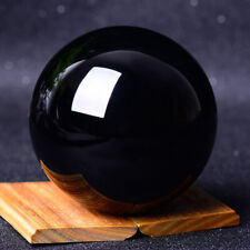2Pcs 100MM Large Natural Black Obsidian Rock Quartz Ball Crystal Sphere W/ Stand picture