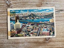 Brooklyn and Williamsburg Bridges, New York, 1954, Canceled, Vintage Postcard picture