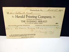 Herald Printing Company Shenandoah Pa 1926 Billhead Ephemera picture