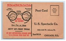 U.S. Spectacle Co. Advertising Postal Card Postcard Eye Glasses Chicago IL picture