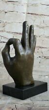 Handcrafted Detailed Man Hand implying Ok with Me Bronze Figurine Statue Artwork picture