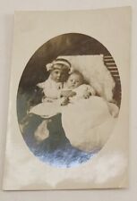 Antique Real Photo Postcard Children Toddler hugging Baby Unmailed picture
