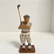 Vintage Hand Carved Wood Golfer picture