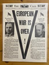 VINTAGE NEWSPAPER HEADLINE~WORLD WAR 2 VICTORY IN EUROPE V-E DAY WWII OVER 1945 picture