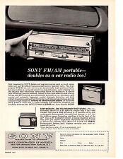 1963 SONY AM/FM PORTABLE RADIO / CONVERTS TO AN AUTO RADIO ~ ORIGINAL PRINT AD picture
