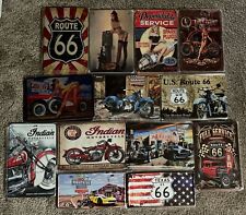 wall Sign decor tin metal plates set of 13 motorcycle Harley Davidson Indian New picture