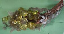 Extra Large VTG MCM Cluster of Lucite Grapes On Driftwood Stem 22 Grapes. Leaves picture