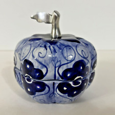 Blue Apple Painted Glass Trinket Box with Lid 4