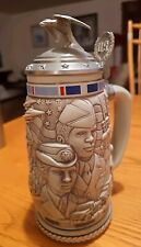 1990 Vintage Collectible Ceramic Armed Forces Mug / Stein with Pewter Top picture
