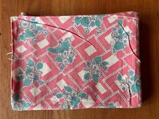 Vintage Cotton Fabric 1940s Pink & Blue Floral 35w x 1yd picture