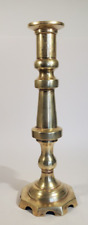 Large Antique 19th century Brass Candlestick Octagonal Footed Base picture