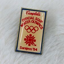 Vtg Sarajevo 84 Winter Olympics Trading Lapel Pin Campbells Official Soup picture