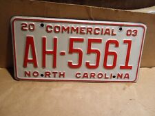 2003 NORTH CAROLINA NC COMMERCIAL LICENSE PLATE TAG AH-5561 ORIGINAL STAMPED picture