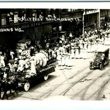 1910s Davenport, Iowa Sunday School Parade Real Photo Downtown Storefront A7 picture