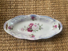 Beautiful German Dish, handles are open on both sides, painted Roses on inside. picture