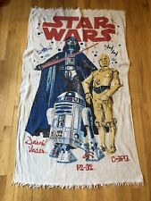 VERY RARE Vintage 70s Cannon STAR WARS Beach Towel (Darth Vader, R2D2, C3PO) USA picture