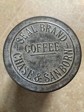 Antique Small Early CHASE & SANBORN'S Seal Brand Raised Letters Lid Coffee Tin picture