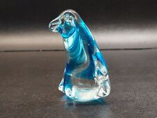 Vintage Blue Art Glass Penguin Paperweight Figurine picture