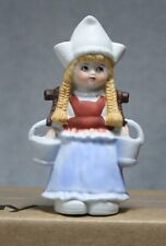 Vintage Girl with Water Buckets Figurine Bisque Porcelain Korea picture