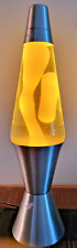 Vintage 2000 Lava Lite Lamp with Clear Liquid, Yellow Lava & Silver Base - 8625 picture