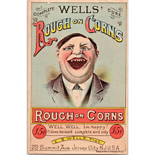 E.S. WELLS - ROUGH ON CORNS - Quack Remedy Medicine Cure - Victorian Trade Card picture