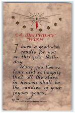 1917 Birthday Wish Candle Stars Volland Hartford Connecticut CT Antique Postcard picture