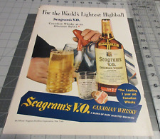 1942 Seagram's V.O. Canadian Whisky World's Lightest Highball Vintage Print Ad picture