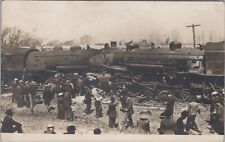 Train Accident Head on Wreck Scene 1913 Ohio? RPPC Photo Postcard picture