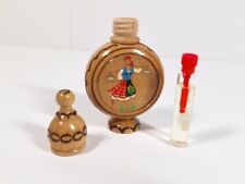 Vintage Bulgaria Wooden Perfume Bottle with Full Bottle of Perfume Inside picture