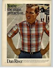 1966 Dan River 60s Man Wearing Red Plaid Shirt Vintage Print Ad  picture