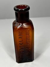 Rare Antique Physician's Sample Medicine Bottle Embossed Letters Amber picture