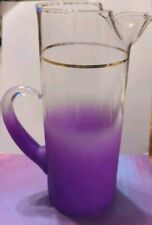 VINTAGE 1950s MCM BLENDO LAVENDER FROSTED PITCHER West Virginia Glass  picture