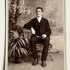Antique Cabinet Card Photograph Handsome Young Man Holding Cigar Allentown PA picture