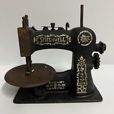 Stitchwell Toy Sewing Machine Hand Crank Cast Iron Collectible Vintage picture