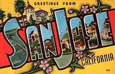 Postcard Greetings From San Jose California Large Letters 1953 picture