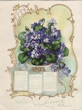 1895 Victorian 3 Mos. Jan-Feb-March Calendar Prang Litho NY Life Ins. Adv. Piece picture