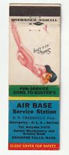 MATCHBOOK COVER AIR BASE SERVICE STATION CHICOPEE FALLS MASSACHUSETTS RISQUE #3 picture