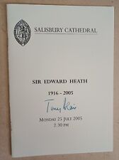 Sir Edward Heath Funeral Order of Service SIgned by Prime Minister Tony Blair picture