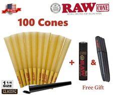 Authentic RAW Classic 1 1/4 Size Pre-Rolled Cone 100 Pack & Clipper & Tree case picture