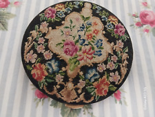 Antique Compact~Handmade Needlepoint Petite Point with Powder Puff & Powder picture